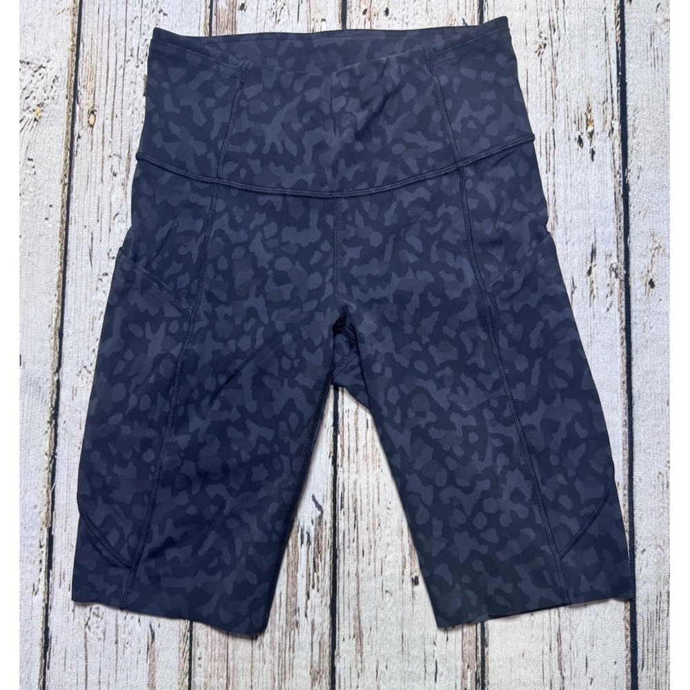 Lululemon Fast Free Shorts 10 Inch High Rise‎ Camo Deep Coal Women Size 4 W7BD1S